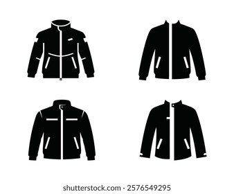 Jacket with pockets and buttons, men's wardrobe, black silhouette design