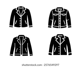 Jacket with pockets and buttons, men's wardrobe, black silhouette design