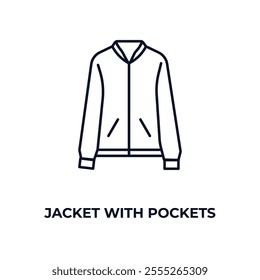 jacket with pockets outline icon. Linear vector from fashion concept. Thin line jacket with pockets icon isolated on white background