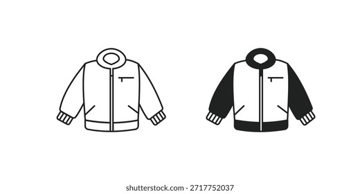 Ícone de conjunto de jaqueta com ilustração de stock de vetor de fundo branco