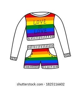 JACKET AND SHORTS IN THE FORM OF AN LGBT FLAG IN VECTOR