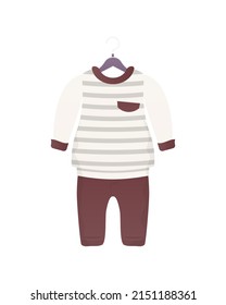 Jacket and shorts. A set of children's clothes for a boy. Isolated on white background. Vector illustration in cartoon style.