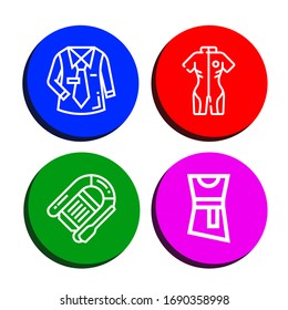 jacket simple icons set. Contains such icons as Uniform, Neoprene, Lifeboat, Blouse, can be used for web, mobile and logo