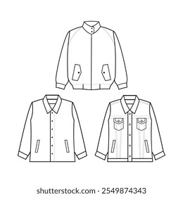 Jacket size chart. Vector outline icon isolated on white background.
