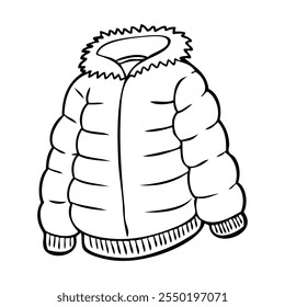 Ilustración vectorial del bosquejo de la chaqueta, aislado en el fondo blanco, vista superior