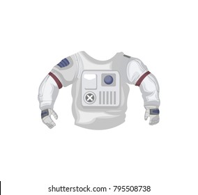 Jacket of space suit isolated icon. Spaceman equipment, cosmic life support system for universe exploration, astronaut on space mission vector illustration.