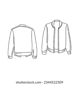 jacket sweater zipper hand drawn doodle illustrations vector set
