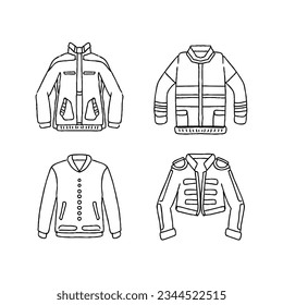 jacket sweater zipper hand drawn doodle illustrations vector set