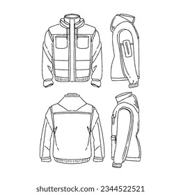 jacket sweater zipper hand drawn doodle illustrations vector set