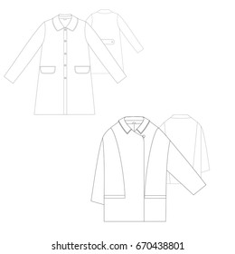 jacket technical drawing set vector illustration