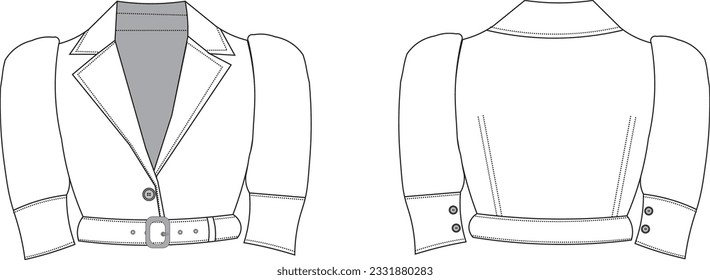 Jacket Template Flat Sketches, Fashion Technical Drawings, Crop Tops Technical Drawing,Fashion Templates, Shirt Pattern, Fashion Cad Drawing, Textile Flat Sketch, Fashion Templates, Dress Vector, Fash