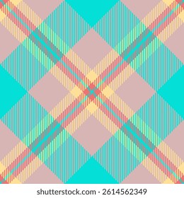 Jacket textile seamless pattern, 50s texture plaid check. Bedroom background fabric vector tartan in light and teal colors palette.
