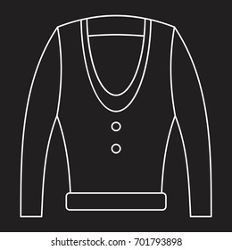 Jacket in thin line style icon vector illustration for design and web isolated on black background. Jacket vector object for label and logo