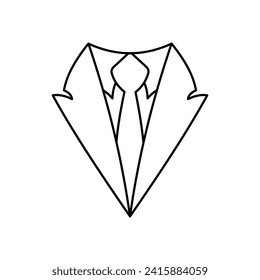 Icono de chaqueta y corbata. Esquema, icono de desgaste formal. Icono de vector