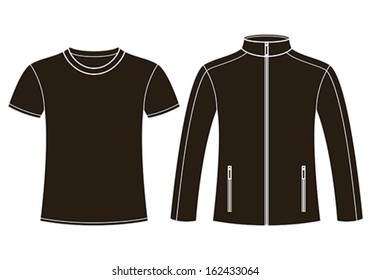 Jacket and T-shirt template isolated on white background
