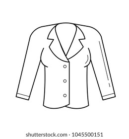 Jacket vector line icon isolated on white background. Female suit jacket line icon for infographic, website or app.