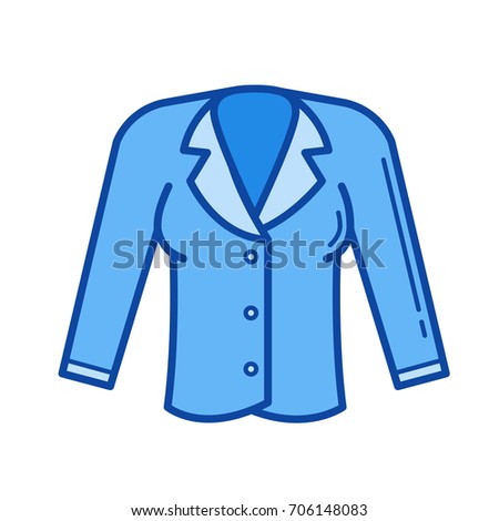 Jacket vector line icon isolated on white background. Jacket line icon for infographic, website or app. Blue icon designed on a grid system.