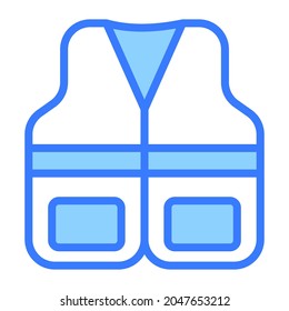icono de contorno vectorial de chaqueta, diseño vectorial de línea azul