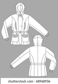 Jacket winter female with a long sleeve and pockets