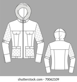 Jacket winter female with a long sleeve and pockets