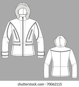 Jacket winter female with a long sleeve and pockets