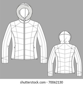 Jacket winter female with a long sleeve and pockets