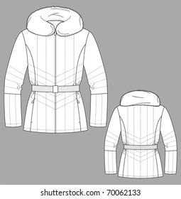 Jacket winter female with a long sleeve and pockets