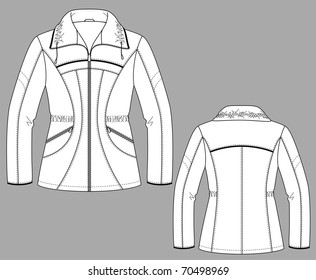Jacket winter female with a long sleeve and pockets