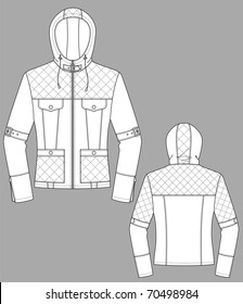 Jacket winter female with a long sleeve and pockets