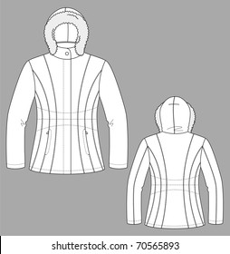 Jacket winter female with a long sleeve and pockets