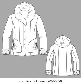 Jacket winter female with a long sleeve and pockets