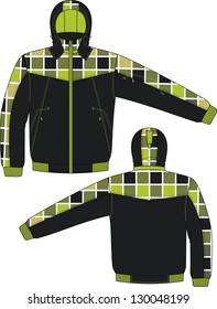 Jacket winter with a hood and from checkered fabric