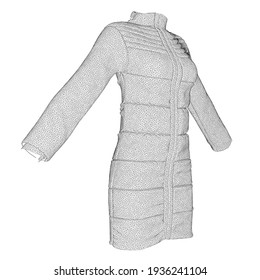 Marco de la chaqueta usado en un maniquí aislado sobre fondo blanco. 3 D. Vista frontal. Ilustración del vector