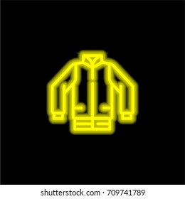 Jacket yellow glowing neon ui ux icon. Glowing sign logo vector