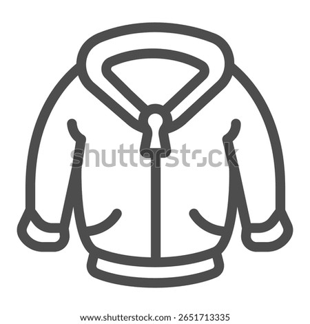 Jacket with zipper and pockets line icon, autumn clothing concept. Vector graphics. Coat without hood for men, clothes sign on white background, outline style icon for mobile or web design
