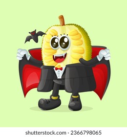 jackfruit character dressed as a vampire. Perfect for kids, merchandise and sticker, banner promotion

