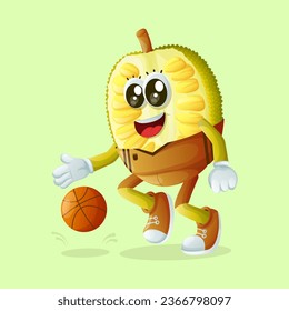 personaje de chaquetón goteando un baloncesto. Perfecto para niños, mercadería y pegatinas, promoción de pancartas
