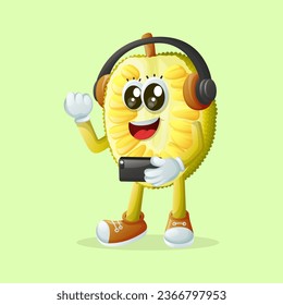 jackfruit character playing video gamesPerfect for kids, merchandise and sticker, banner promotion
