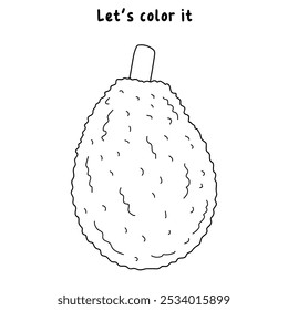 Jackfruit coloring pages for kids. Trace and color jackfruit. Jackfruit line art for coloring books isolated on white background vector. Kindergarten and preschool worksheets printable for kids. 