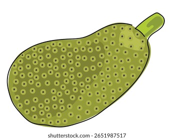 Jackfruit in continuous line drawing on a white background.