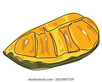 Jackfruit in continuous line drawing on a white background.