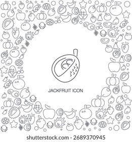 Jackfrucht-Symbol, Linienstil mit Mosaik-Symbol-Hintergrund, ideal für Web- und Hintergrundnutzung.