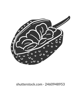 Jackfruit Icon Silhouette Illustration. Exotic Food Vector Graphic Pictogram Symbol Clip Art. Doodle Sketch Black Sign.