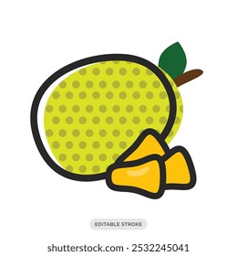 Jackfruit icon, tropical fruit symbol on white background - vector illustration
