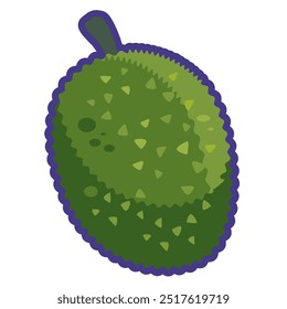 Jackfruit or jak vector illustration, jaca or nangka clip art, summer tropical fruits, khanun or khnor, maki mi or may mi, mit flat icon