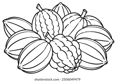 Concepto de diseño moderno de boceto de fruta detallado de la línea Jackfruit