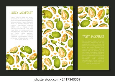 Jackfruit Natural Banner Design with Green Tropical Fruit Vector Template