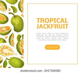 Jackfruit Natural Banner Design with Green Tropical Fruit Vector Template