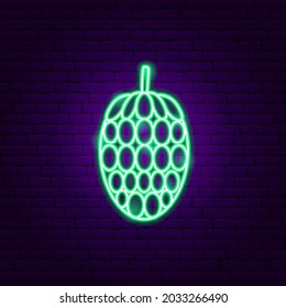 Jackfruit Neon Sign. Vector Illustration of Fruit Promotion.