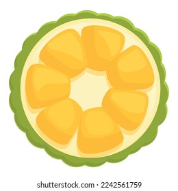 Vector de dibujos animados con icono de la vista de los Jackfruit top. La comida de verano. Tropical verde